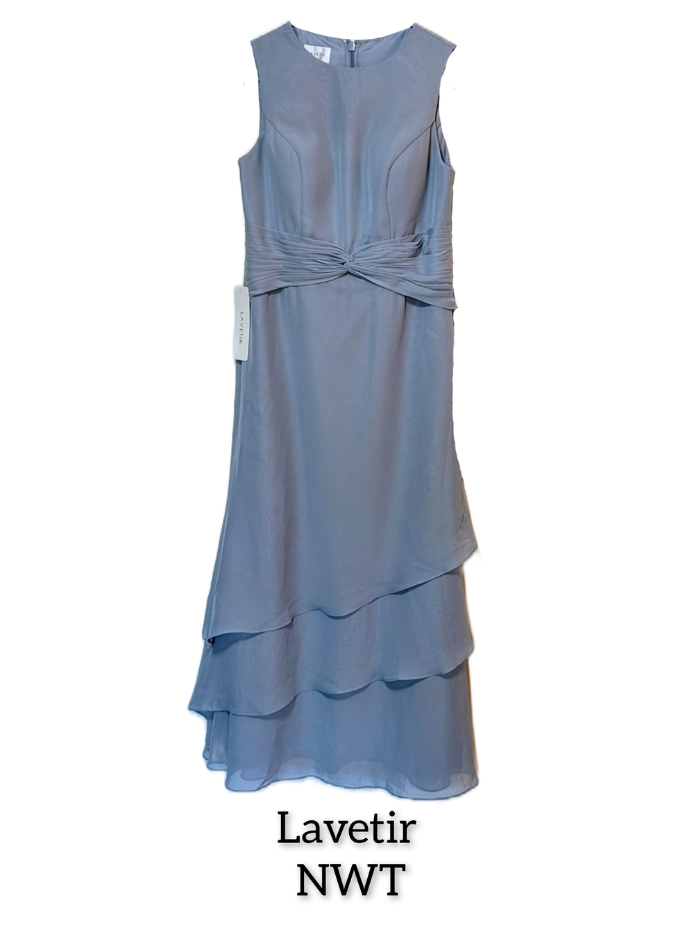Dusty Blue Sleeveless Tiered Dress